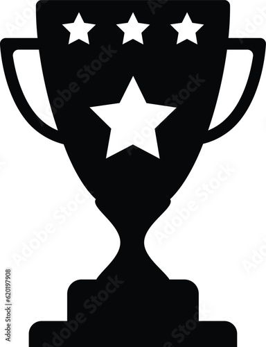 Champions trophy icon vector illustration. First place award sign. Victory symbol.