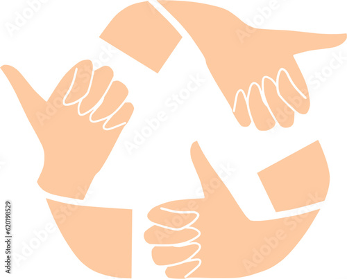 Illustration vector graphic of reduce reuse recycle symbol with thumbs. Fit for environmental campaigns and events, eco-friendly product and services,educational resources, social media campaigns