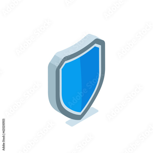 isometric shield icon in color isolated on white background, reliable protection or guard data
