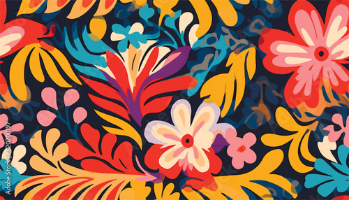 Artistic hand drawn floral mixed ethno style ornament pattern. Abstract trendy colorful print. Fashionable vector template for your design.