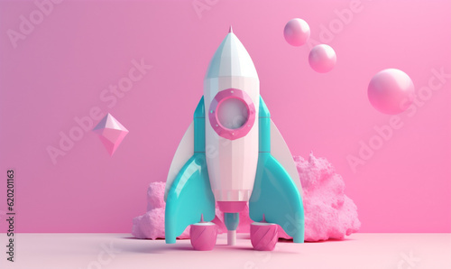 finance spaceship launch bitcoin technology startup start space rocket business. Generative AI.