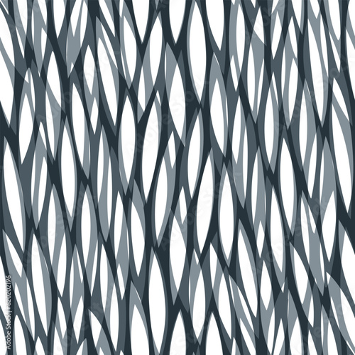 Floral seamless vector pattern. Leafs subtle background. Abstract grey field grass ornament