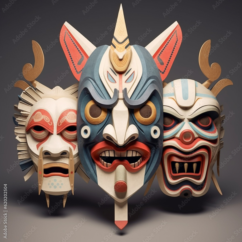 3D illustration of the shape of a sinigami mask