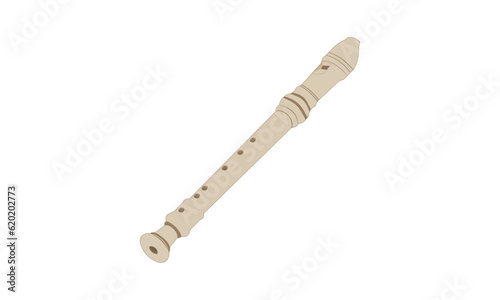 wooden flute isolated on white background