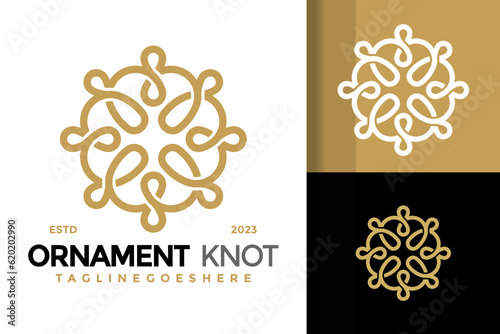 Golden ornament knot logo design vector symbol icon illustration