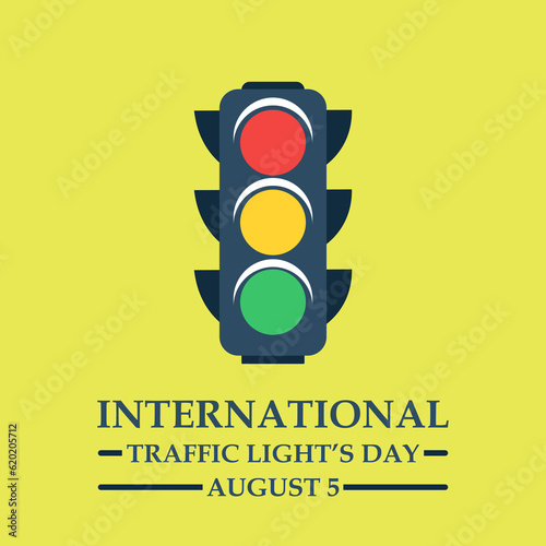 International Traffic Light's Day. August 5. Template for background, social media post. illustration