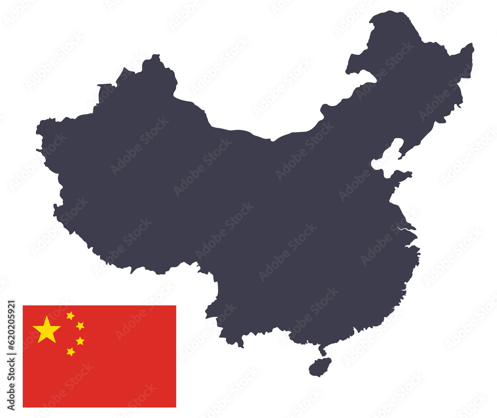 China map with Republic of China flag