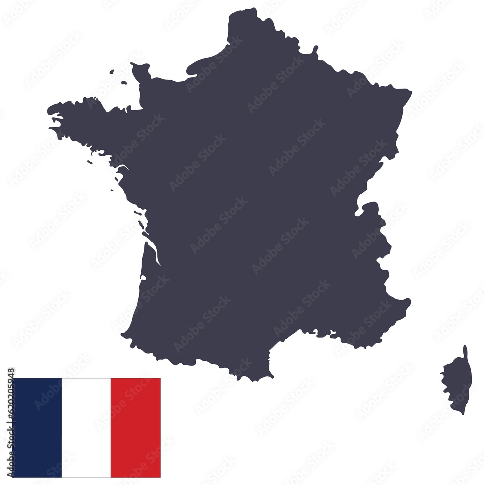 France map with France flag 