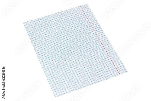 Grid paper sheet isolated on white background.