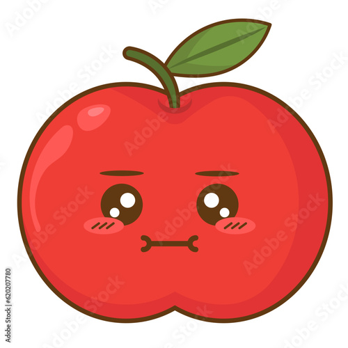 flat kawaii  apple