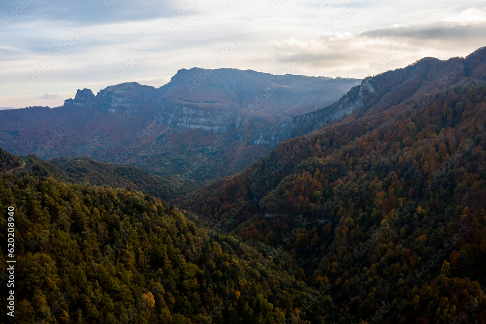 Autumn sunset in Puigsacalm peak, La Garrotxa, Spain Autumn sunset in Puigsacalm peak, La Garrotxa, Spain