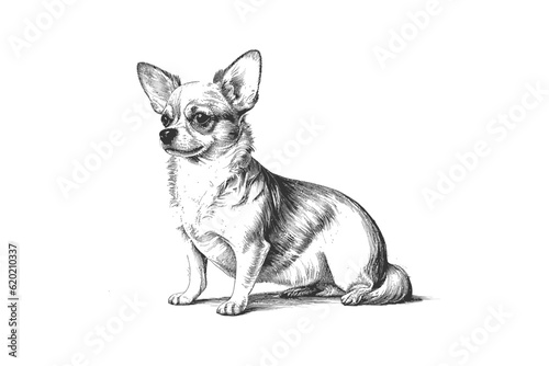 Portrait of a chihuahua dog hand drawn. Vector illustration design. © Alex