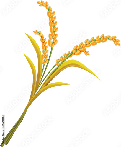 Ear of rice icon, Agriculture wheat, Barley rice grains element heraldic shapes golden rice and barley, Graphic design cartoon vector illustration