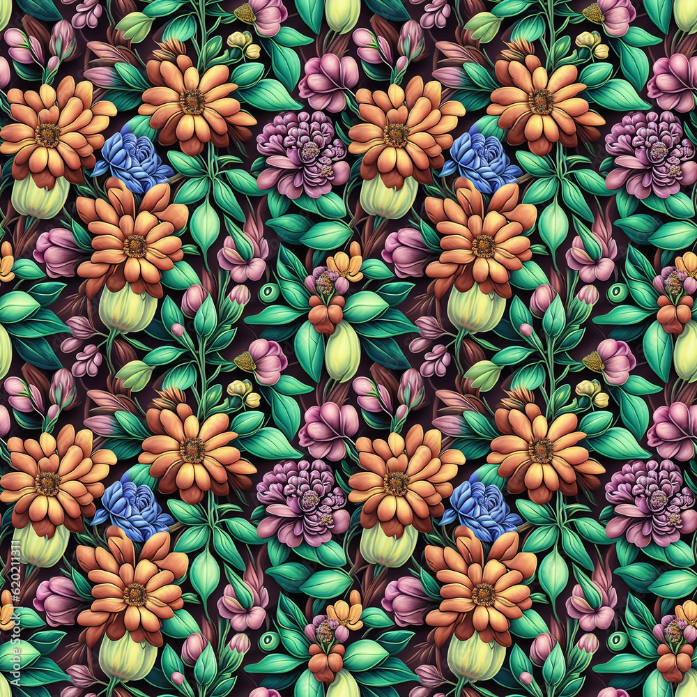 Colorful seamless pattern of flowers Colorful seamless pattern of flowers