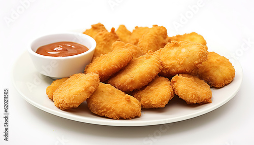 Chicken Nuggets in white plate, ai generated