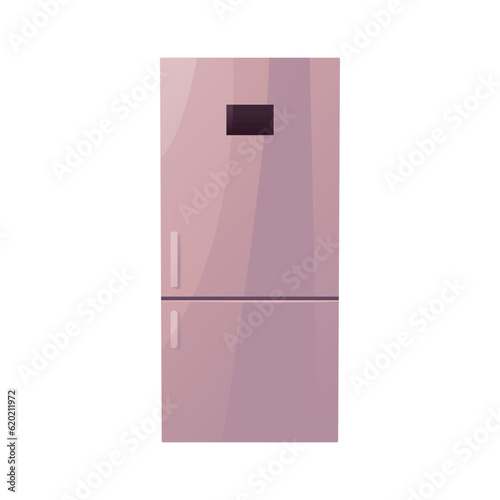 Refrigerator Isolated on White. Household Appliances. Vector Cartoon Illustration. 
