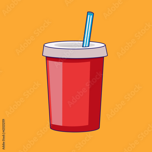 red plastic cup with straw