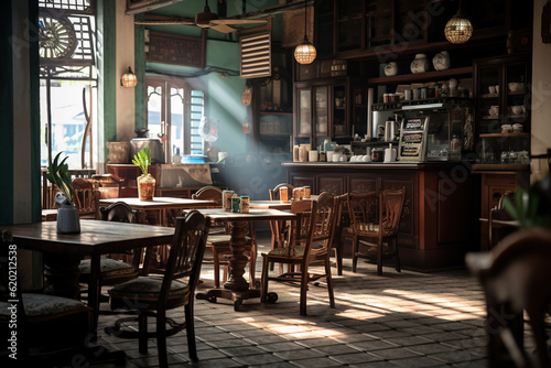 Fotografie Aisa traditional old coffee shop at morning