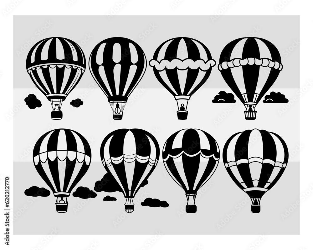 Obraz premium hot air balloon svg | hot air balloon svg cutting file | hot air balloon silhouette | fire balloon svg | Balloon Rides Svg | hot air balloon Cartoon | Balloon | hot air balloon | Balloon Silhouette
