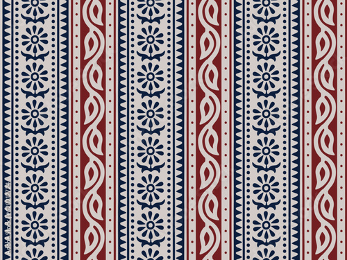 PAISLEY FLORAL SEAMLESS PATTERN ALL OVER PRINT WITH BORDER VECTOR ILLUSTRATION