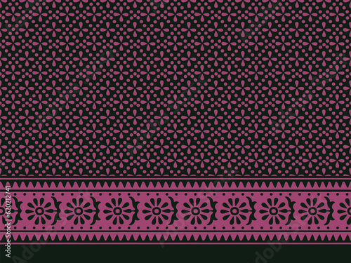 Wallpaper Mural GEOMETRIC FLORAL WITH BORDER REPEAT PRINT SEAMLESS PATTERN VECTOR ILLUSTRATION Torontodigital.ca