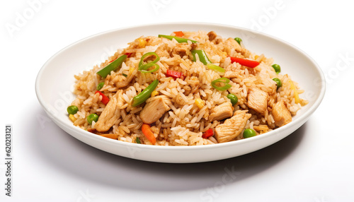 Chicken Fried Rice in Plate, ai generated