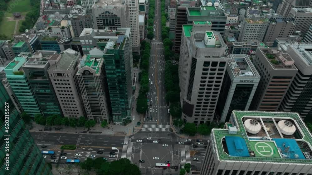 Drone View of Seoul city in South Korea, Gangnam road 60fps Drone View of Seoul city in South Korea, Gangnam road 60fps