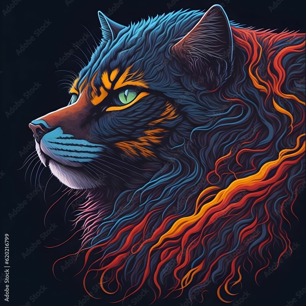 Obraz premium Colorful cute cat pop art vector illustration. created with Generative AI technology