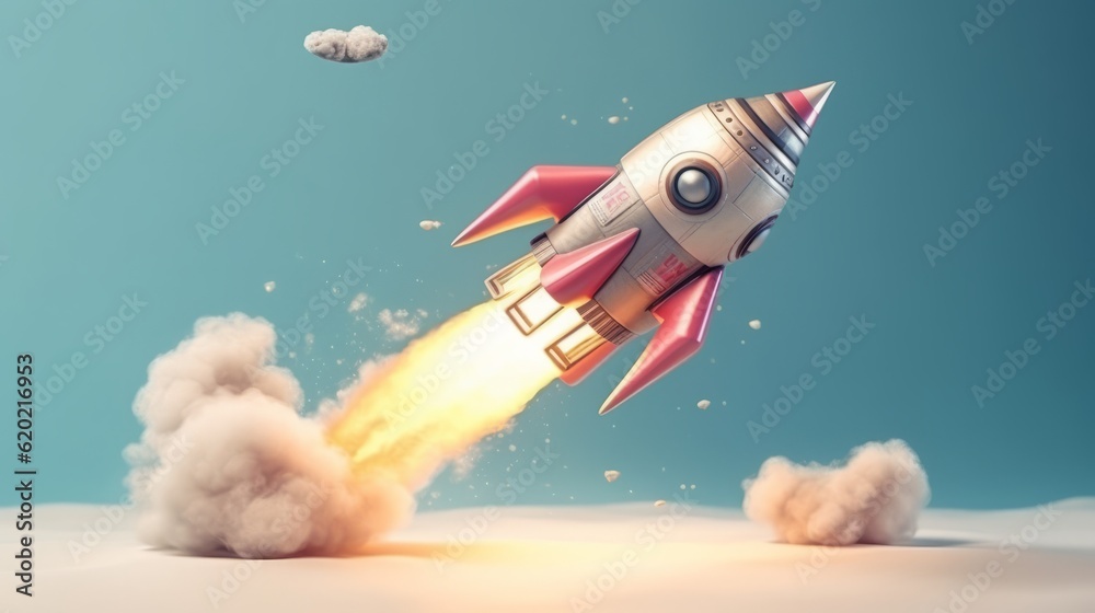 Illustration of a rocket launching into the sky with smoke coming out of it Illustration of a rocket launching into the sky with smoke coming out of it