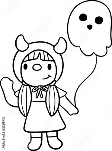 Halloween kid outline 