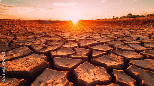 The cracked earth, impact of water scarcity on ecosystems. Generative AI