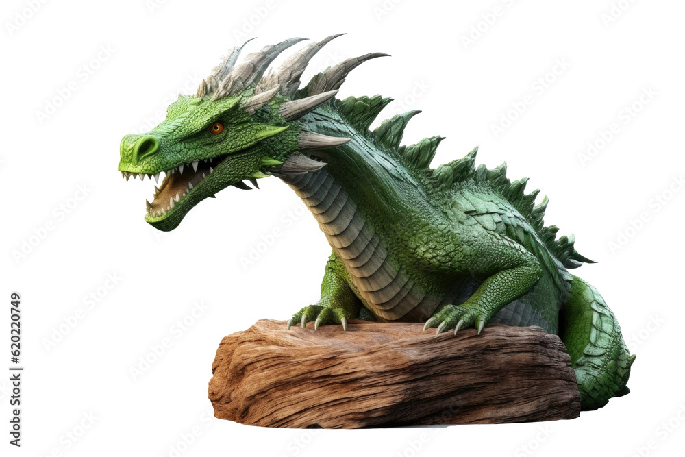 Fototapeta premium Green dragon on a transparent background