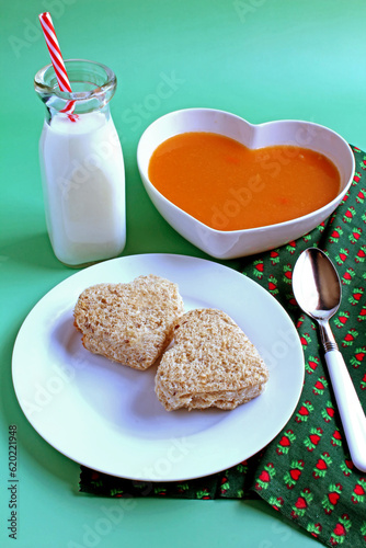 Heart shaped soup and sandwich, a treat for the kiddos photo