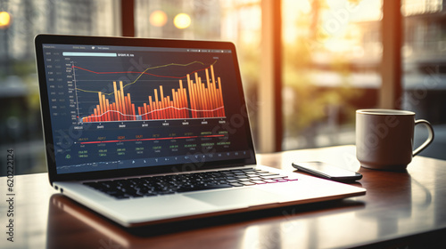 Data Visualization: Financial Insights on Laptop Screen © Jan