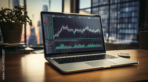Laptop Financial Analytics: Stock Graphs and Charts