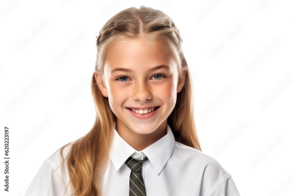 Portrait of little student girl posing on a transparent background Portrait of little student girl posing on a transparent background