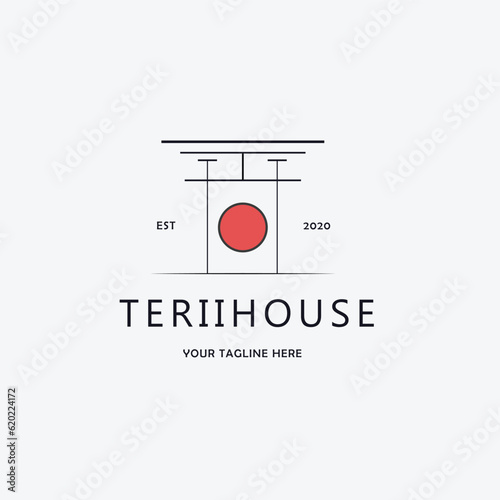 Japanese Torii gate illustration, simple Torii gate sign logo design vector
