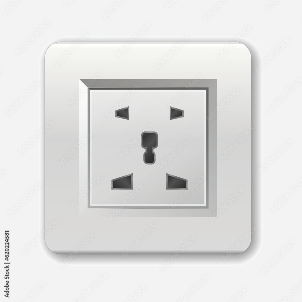 Realistic socket. Used in the United Kingdom, Ireland, Malta, Malaysia