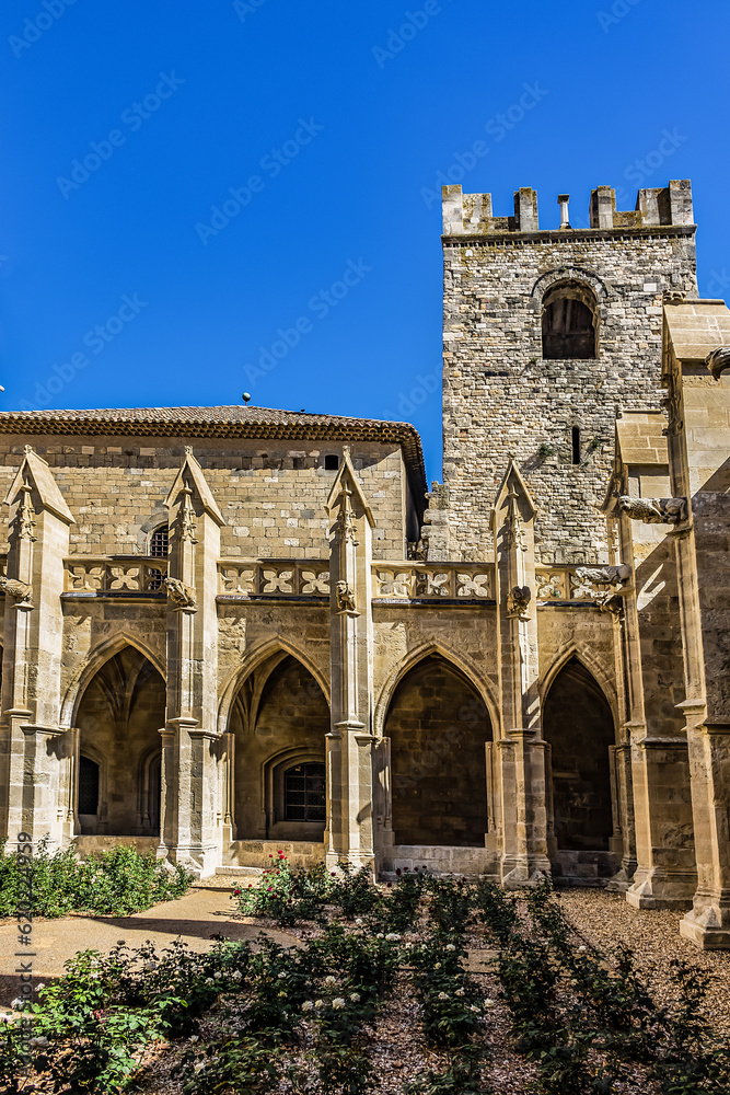 Gothic style Roman Catholic church Narbonne Cathedral of Saint-Just-et-Saint-Pasteur (13th century). Narbonne, Languedoc-Roussillon-Midi-Pyrenees, France.