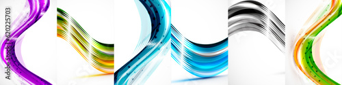Abstract background vector design set. Mesmerizing Abstract Backgrounds - Dynamic Waves. Vibrant colors, graceful movements, and abstract art combine for an energetic, introspective experience