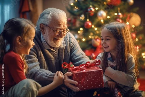 Happy people with christmas gifts