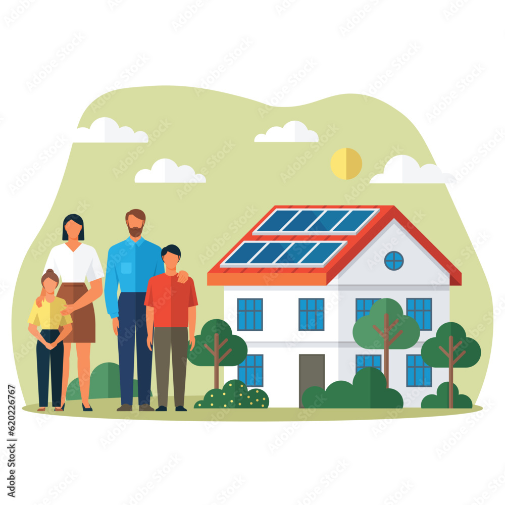 Solar panel on home roof sun system. Green energy. Renewable energy, ecology and green electricity. Modern eco suny panel on roof renewable electricity systems. Family house green energy Solar panel on home roof sun system. Green energy. Renewable energy, ecology and green electricity. Modern eco suny panel on roof renewable electricity systems. Family house green energy