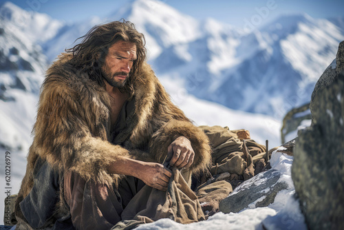 Depiction of the iceman, a man who lived some 5000 years ago in the Alps