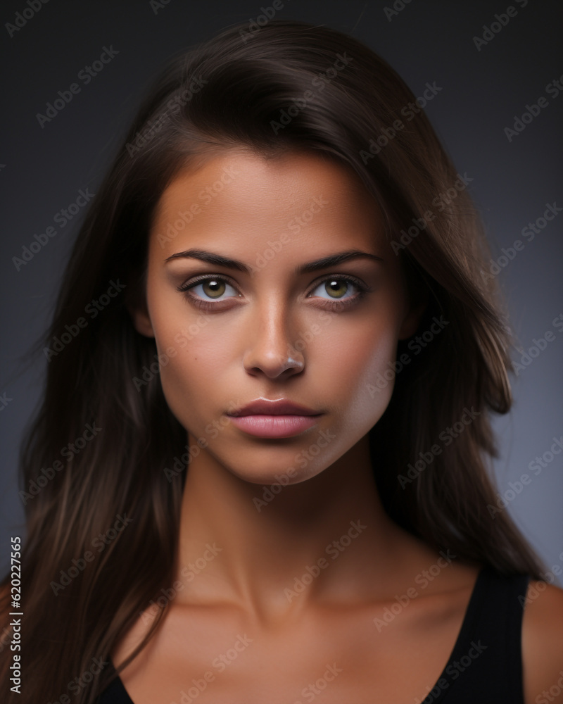 Obraz premium Generative ai portrait young tanned woman looking camera serene and confident