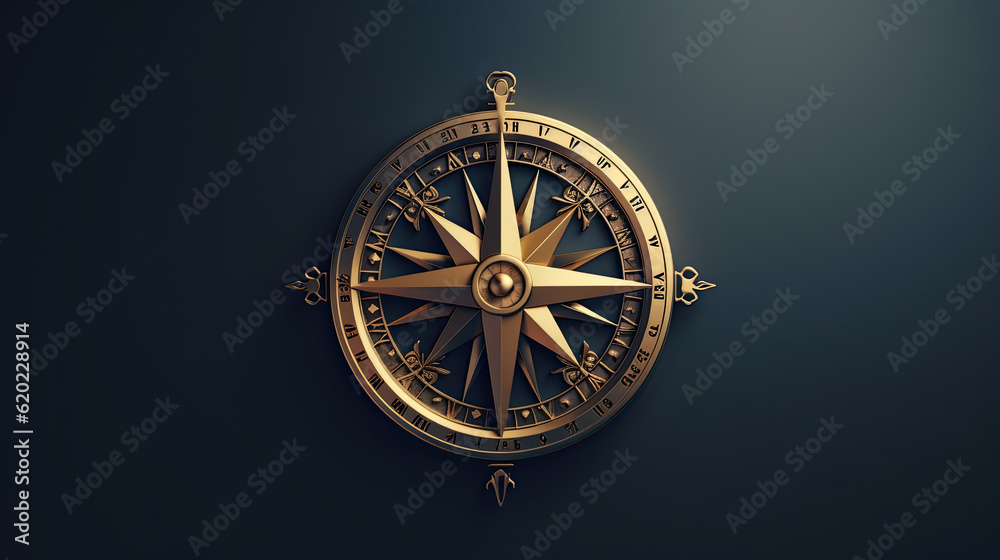 flat lay of compass on light blue background. - obrazy, fototapety, plakaty 