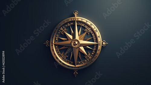 flat lay of compass on light blue background. photo