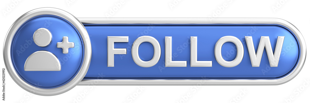 Obraz premium 3D follow button. 3D illustration.