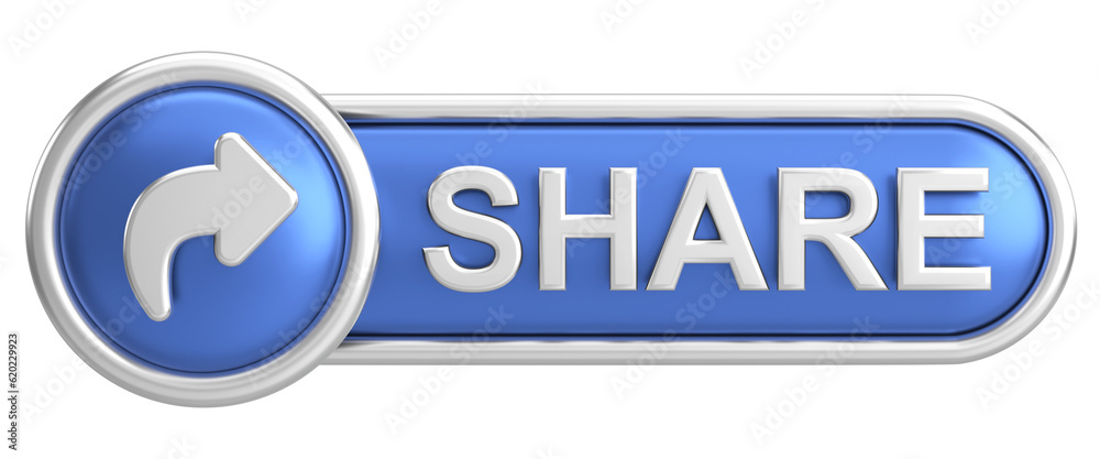 Share button. Share icon. 3D illustration. Share button. Share icon. 3D illustration.