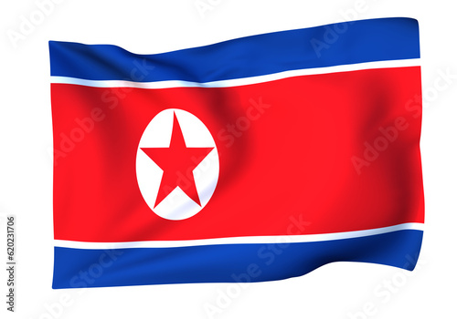 風に揺れる北朝鮮の国旗