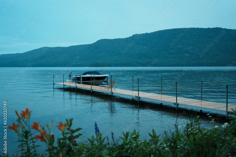 A dock on Lake George in Silver Bay, New York